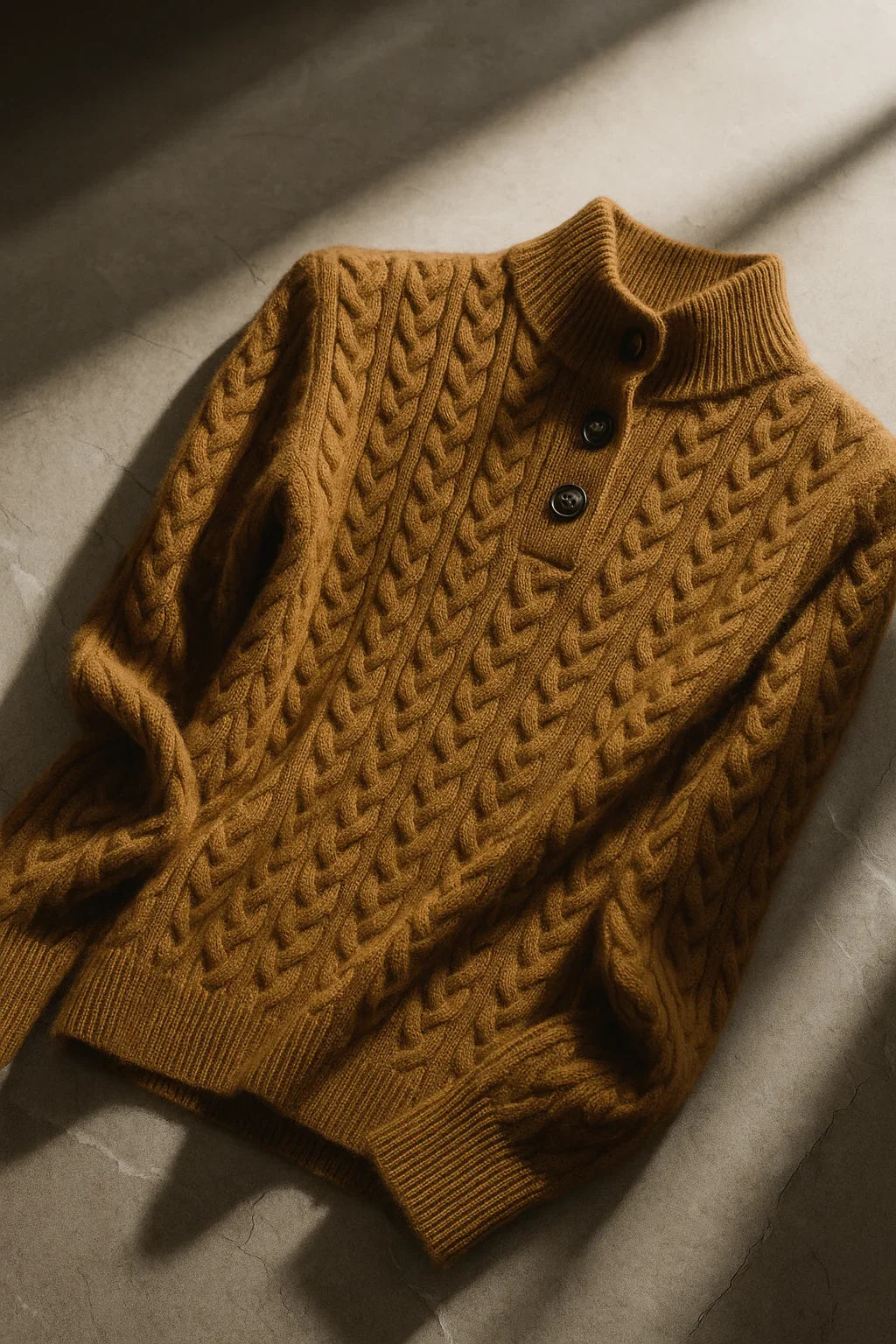 Women's cable knit button-up cardigan with relaxed fit