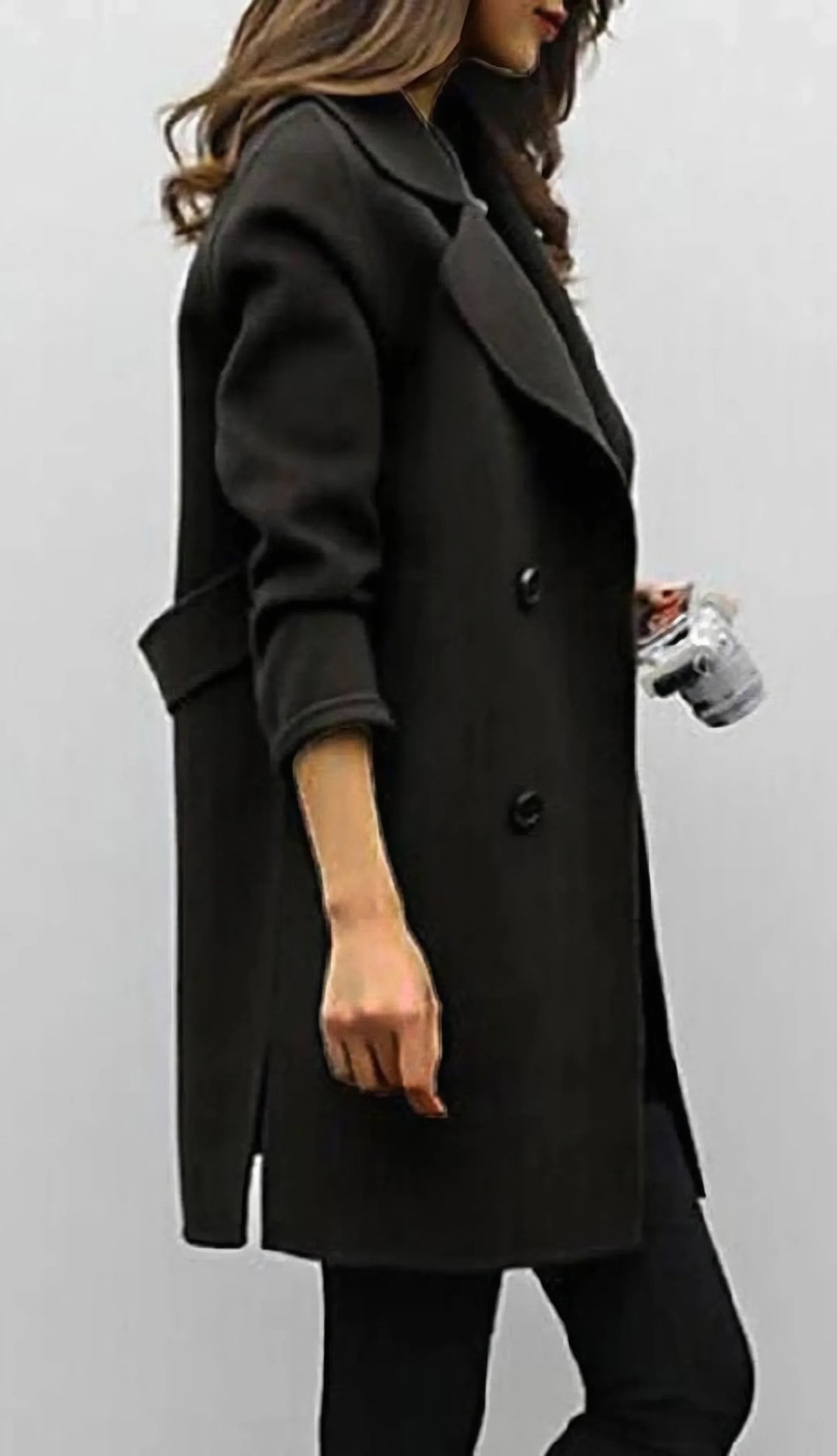 Women's double-breasted wool-blend trench coat