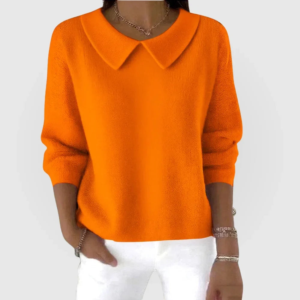 Women's rounded knit collared jumper – Orange