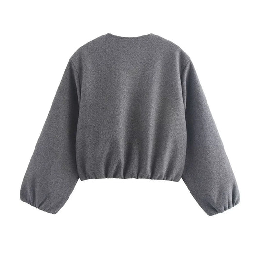 Women's cropped bomber jacket with elasticated hem and cuffs