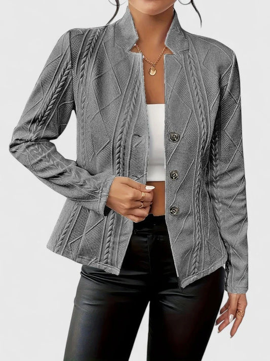 Women's quilted double-breasted blazer with tailored fit – Gray
