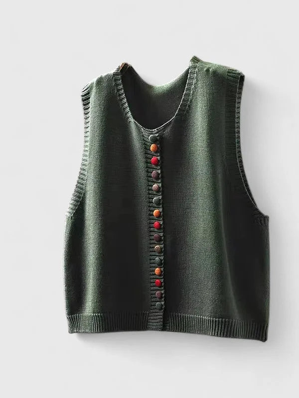 Women's multi-coloured knit button-front cardigan – Green