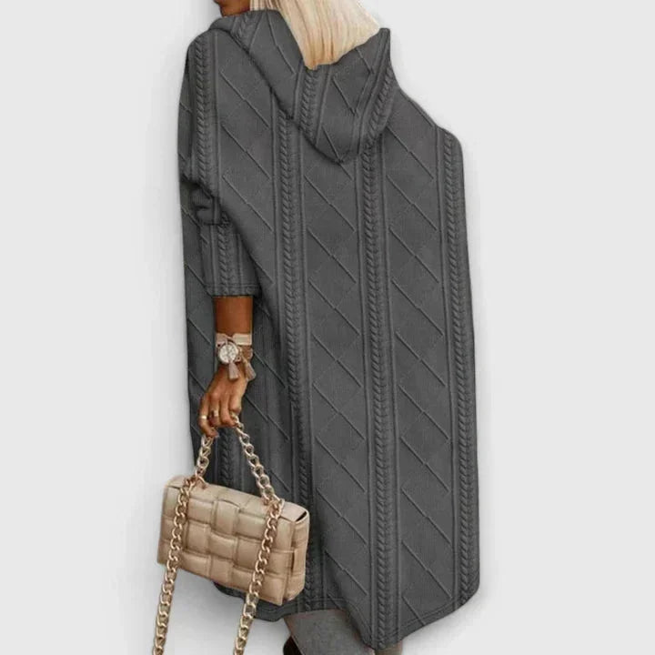 Women's cable knit open-front cardigan – Grey