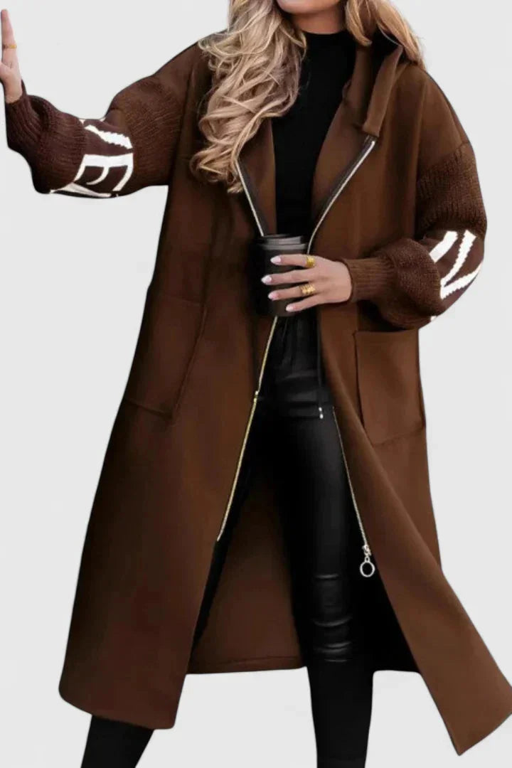 Women's hooded coat with flattering silhouette – Brown