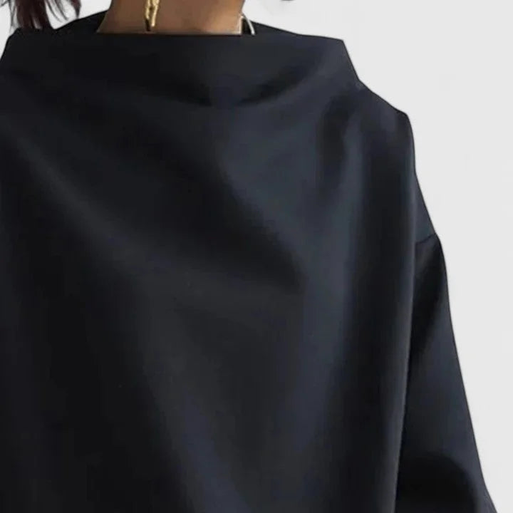 Women's stand collar sweatshirt with loose draped