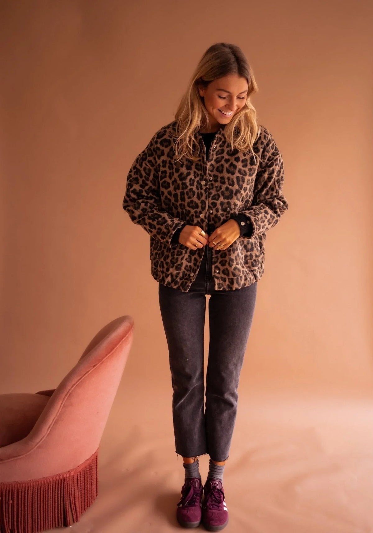Women's oversized bomber jacket with leopard print – Leopard