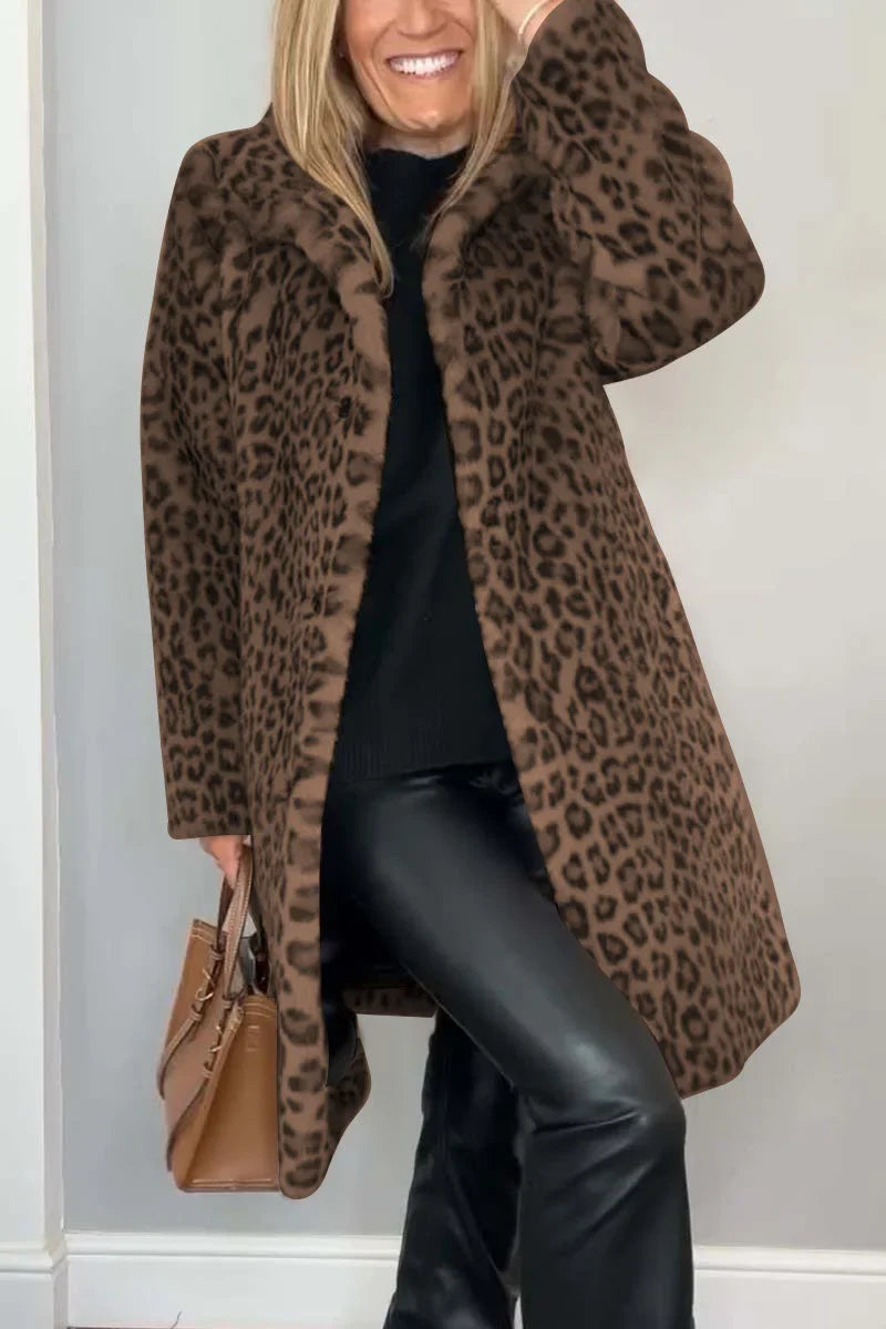 Women's leopard-print winter coat with bold design