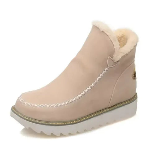 Women's slip-on ankle boots with cushioned faux-fur lining