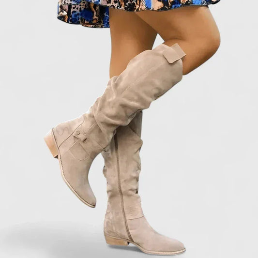 Women's cushioned knee-high boots with gel-filled sole – Beige