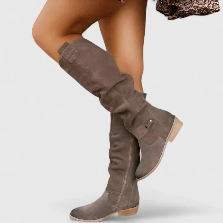 Women's cushioned knee-high boots with gel-filled sole – Brown
