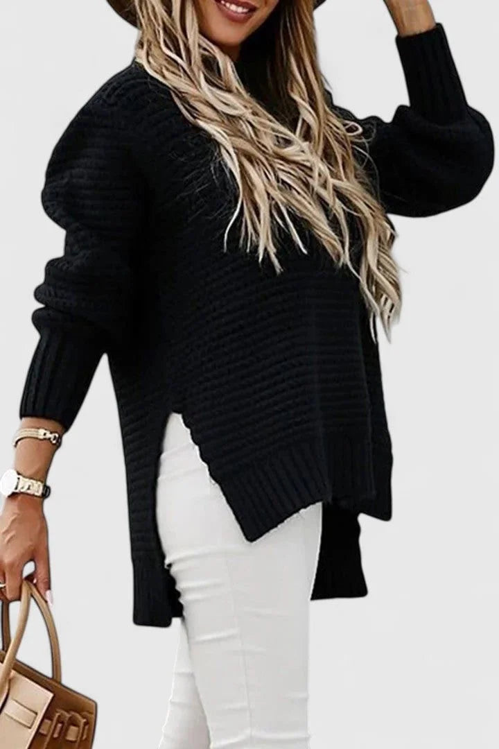 Women's ribbed knit sweater set with matching tie belt