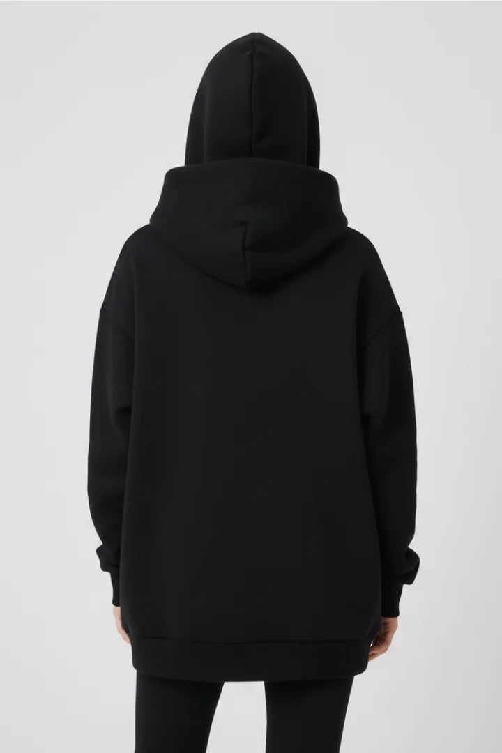 Women’s hoodie with high neck and wide hood