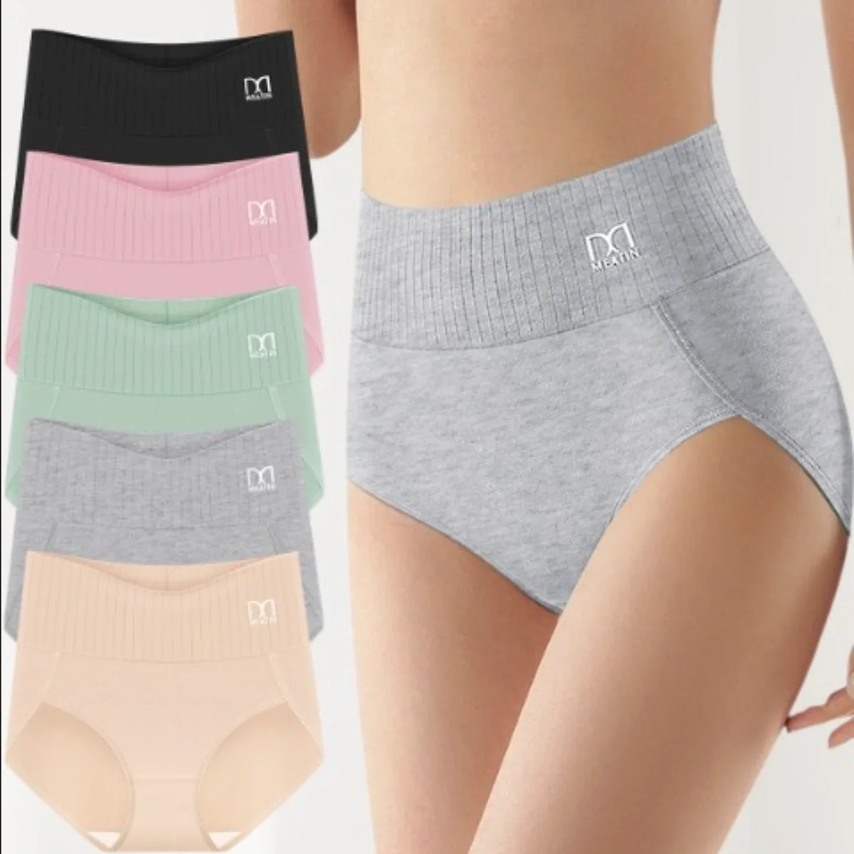 Women's 6-pack knit high-waisted shaping briefs with ribbed waistband