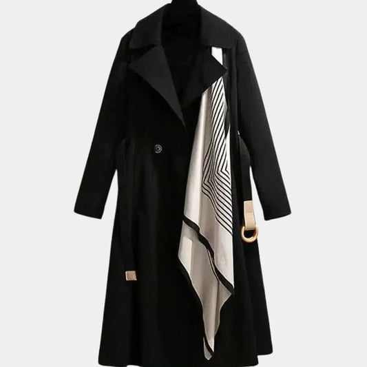 Women's belted classic midi trench coat