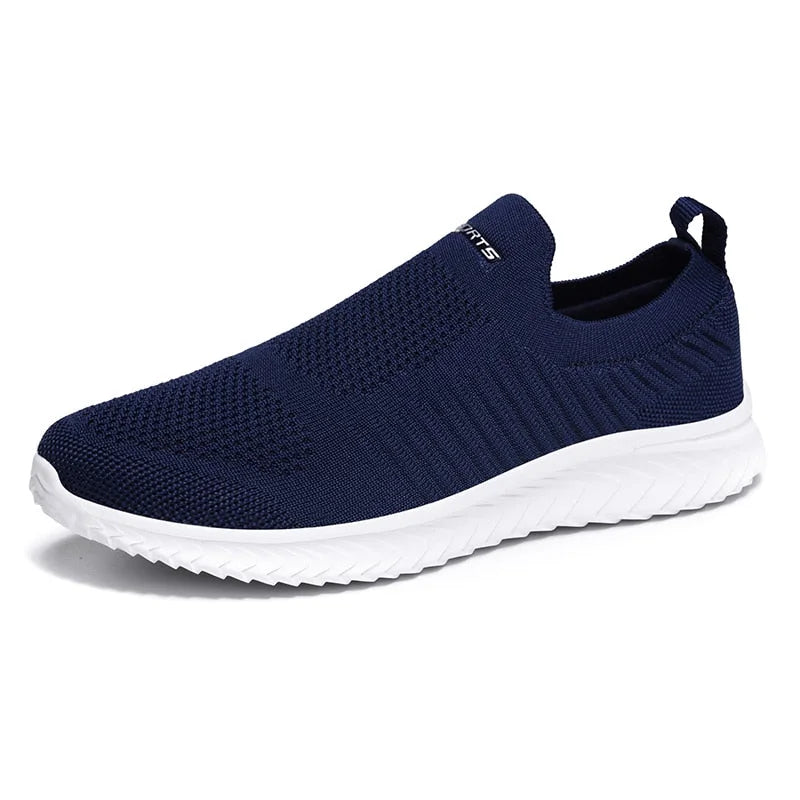 Women's knit slip-on athletic sneakers with arch support – Blue