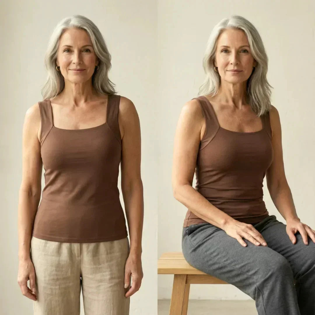 Women's fitted knit built-in bra tank top with square-neck