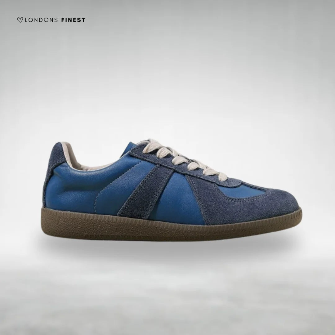 Women's comfort arch support suede lace-up sneakers with gum rubber sole – Dark Blue