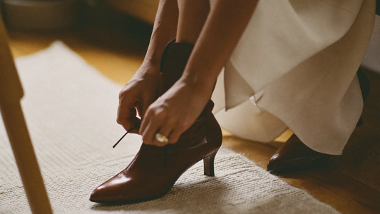 Lacing a leather ankle boot