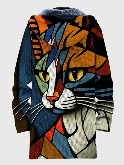Women's artistic-print jacket with relaxed fit