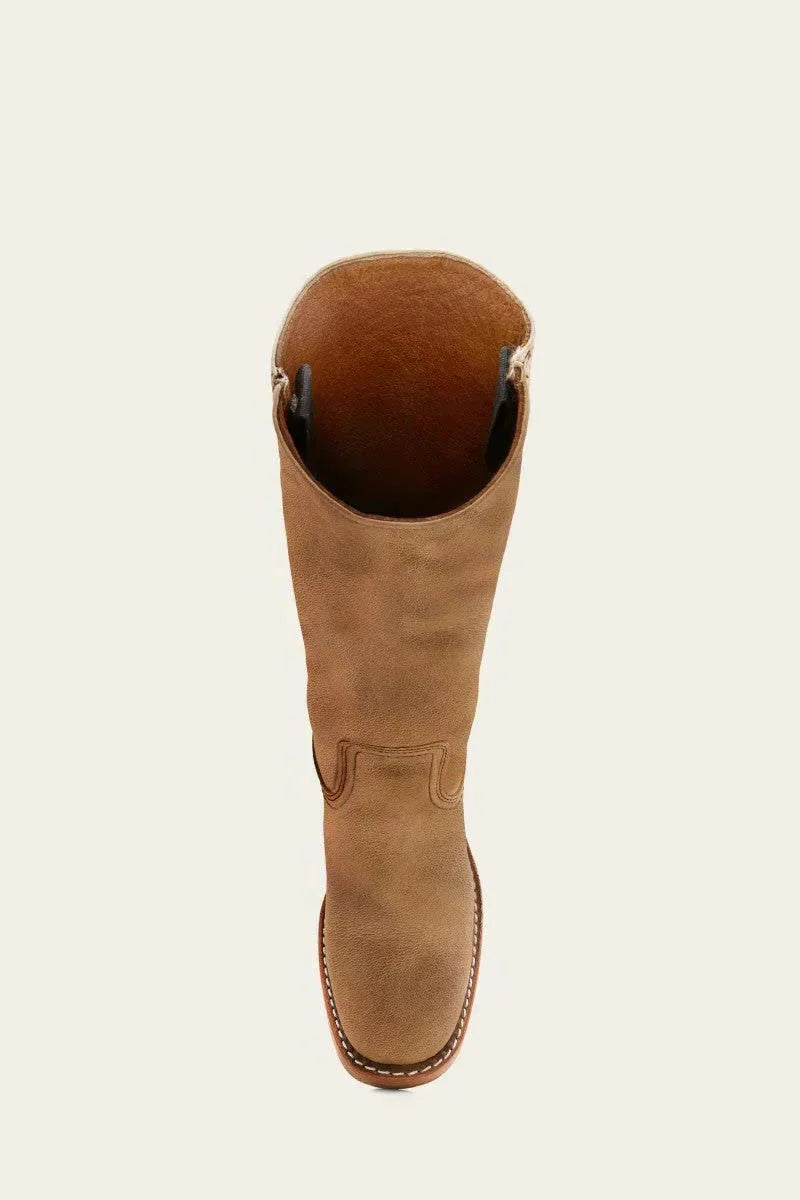 Women's leather block heel knee-high boots with suede trim