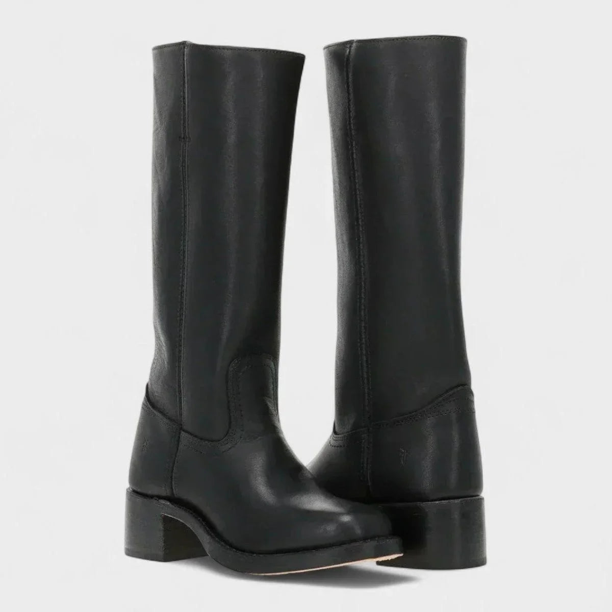 Women's leather knee-high western boots with center seam detail