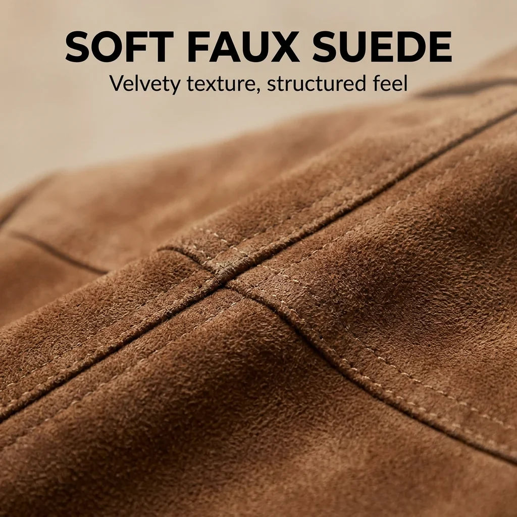 Women's button-down suede blazer with relaxed silhouette – Brown