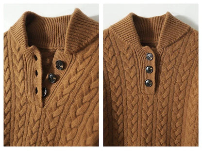 Women's cable knit button-up cardigan with relaxed fit