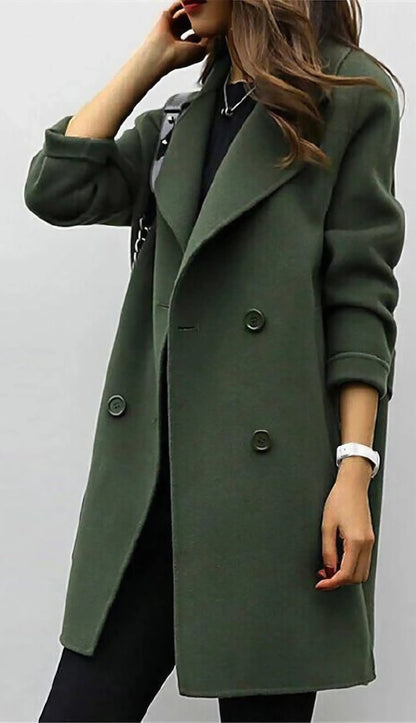 Women's double-breasted wool-blend trench coat