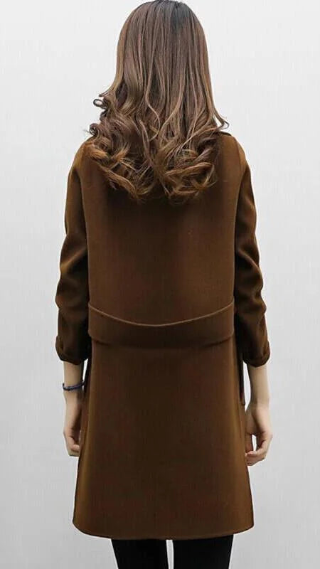 Women's double-breasted wool-blend trench coat