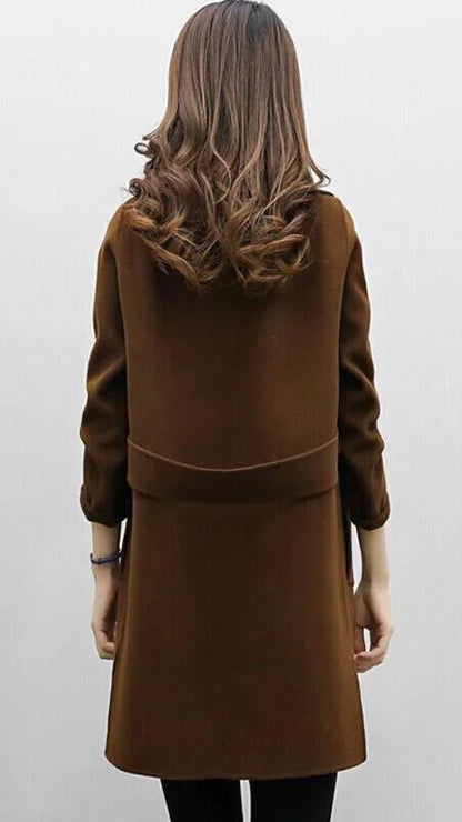Women's double-breasted wool-blend trench coat