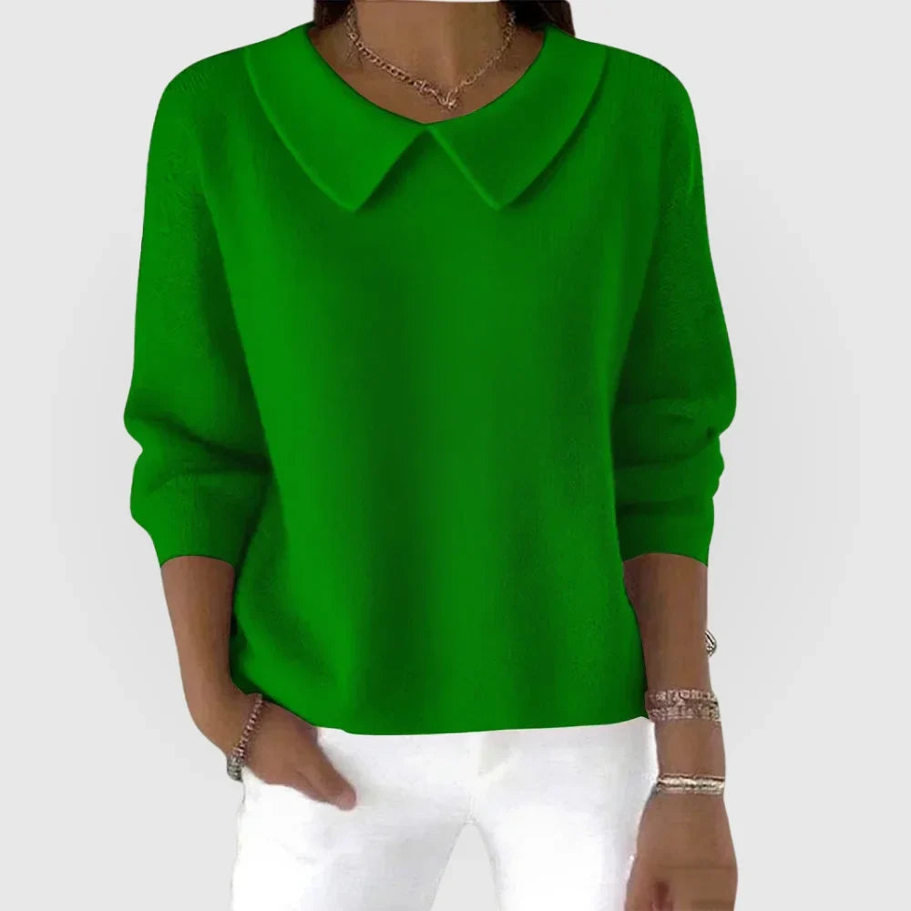 Women's rounded knit collared jumper – Green
