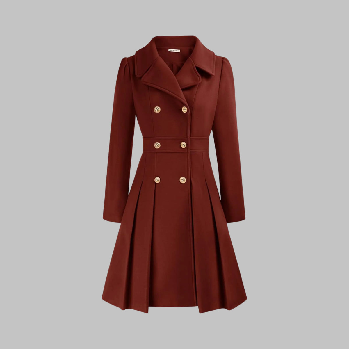 Women's double-button long sleeve coat with tailored silhouette – Deep Red