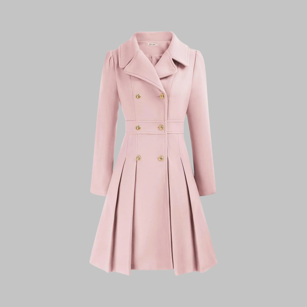 Women's double-button long sleeve coat with tailored silhouette – Light Pink