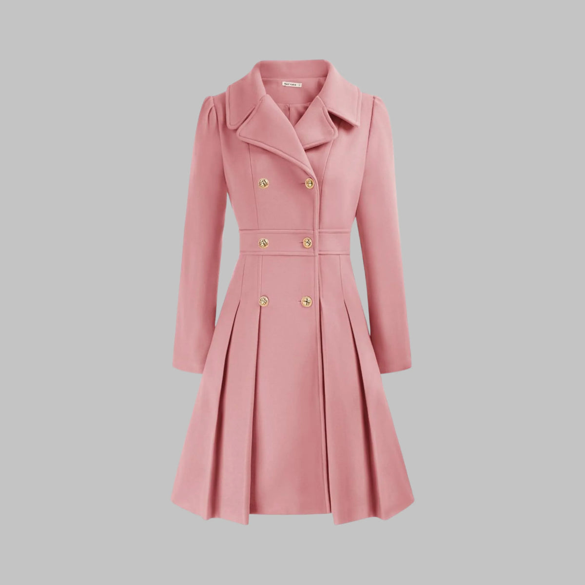 Women's double-button long sleeve coat with tailored silhouette – Pink