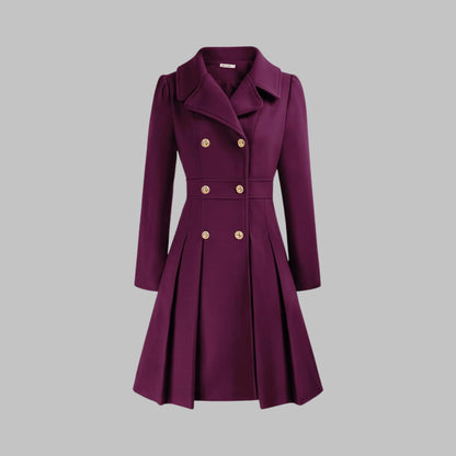 Women's double-button long sleeve coat with tailored silhouette – Purple