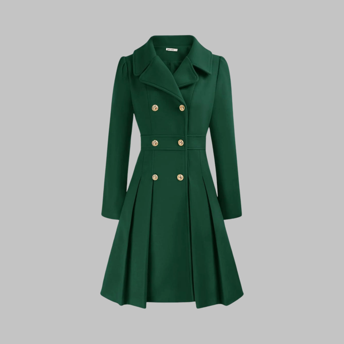 Women's double-button long sleeve coat with tailored silhouette – Teal