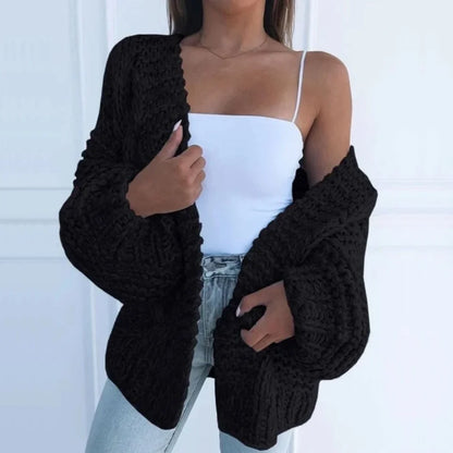 Women's chunky knit open-front cardigan