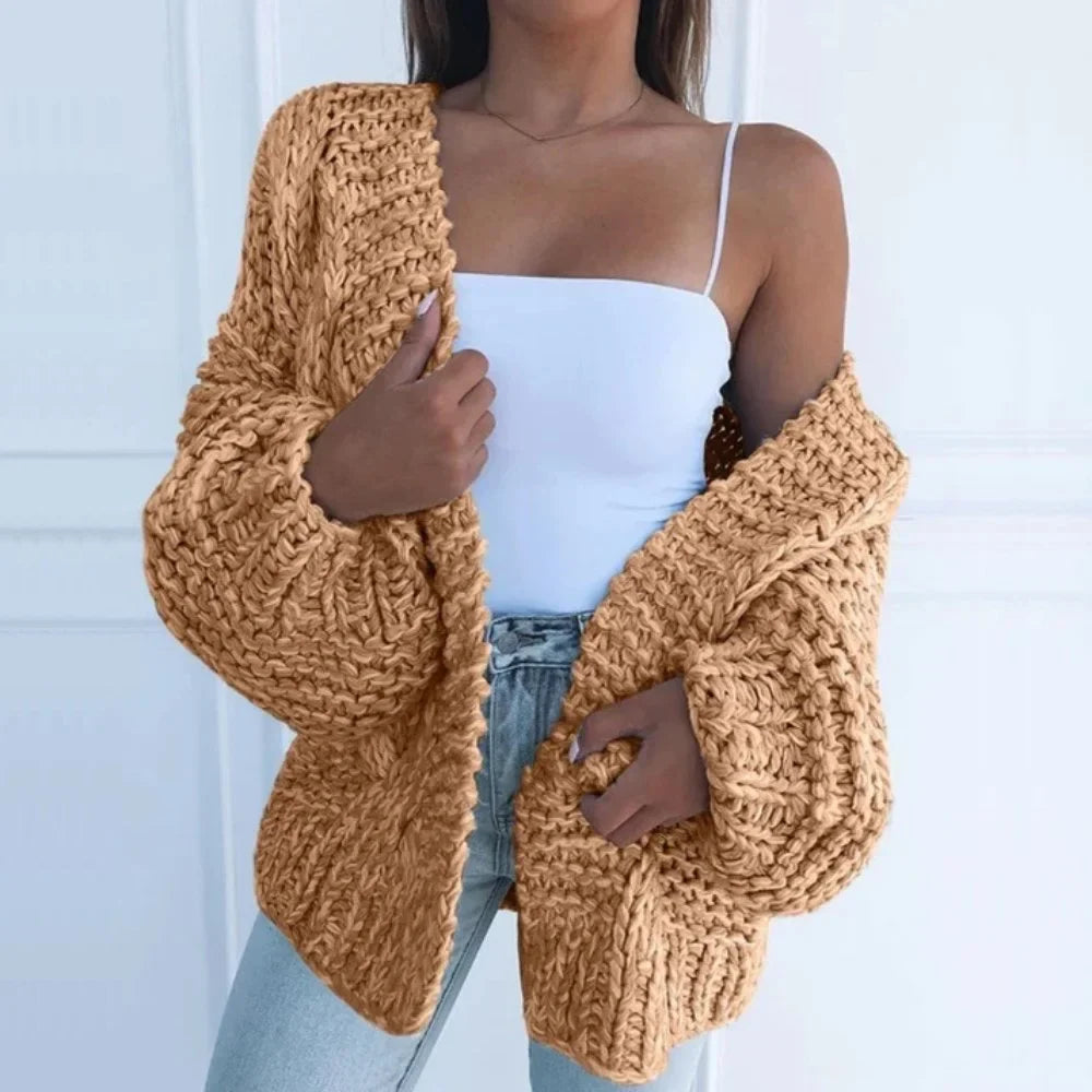 Women's chunky knit open-front cardigan