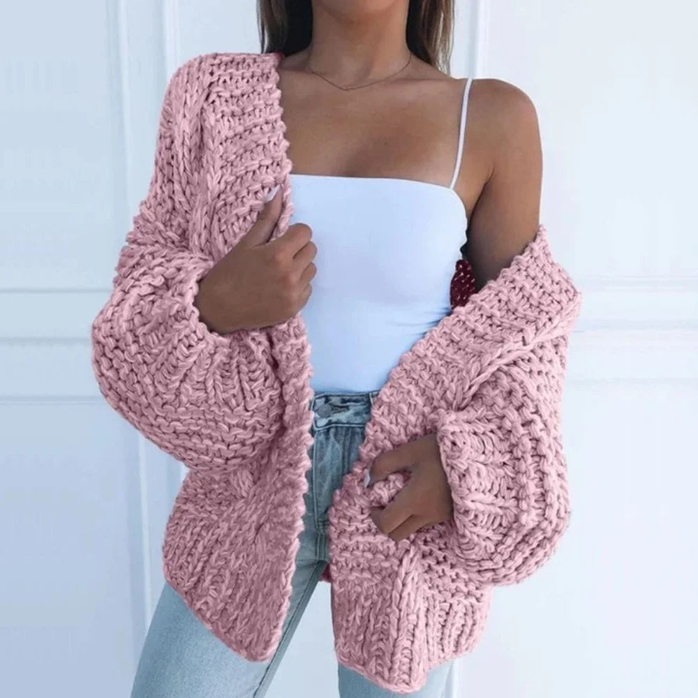 Women's chunky knit open-front cardigan