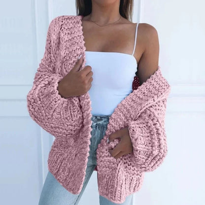 Women's chunky knit open-front cardigan