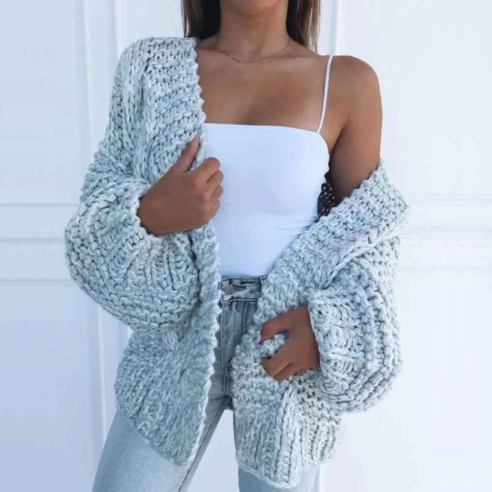 Women's chunky knit open-front cardigan