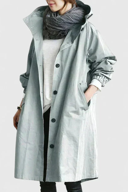 Women's button-front hood parka with elasticated cuffs