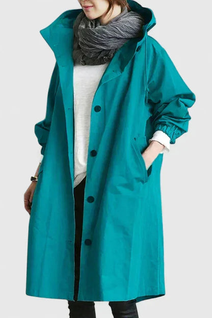 Women's button-front hood parka with elasticated cuffs – Light Blue
