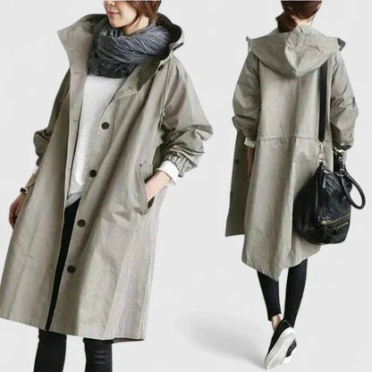Women's button-front hood parka with elasticated cuffs – Light Grey