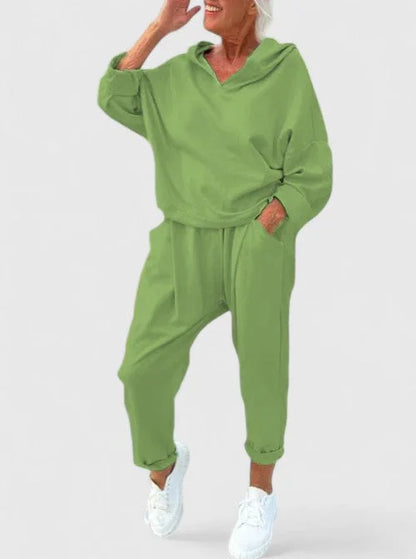 Women's hooded sweatshirt and bottoms lounge set – Green