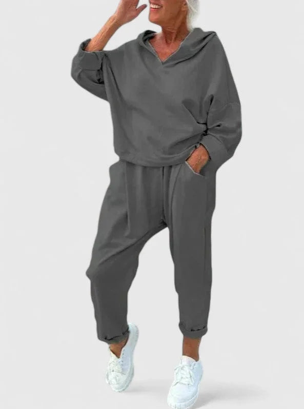 Women's hooded sweatshirt and bottoms lounge set – Grey