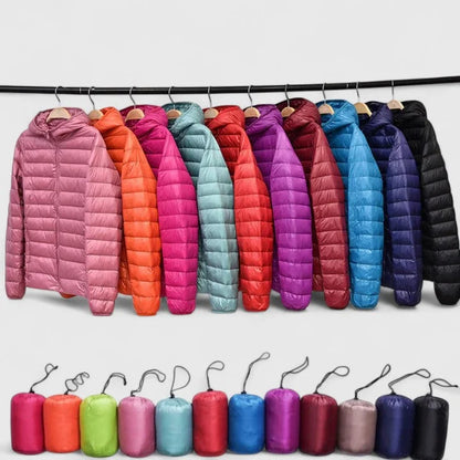 Women's packable quilted zip-up puffer jacket