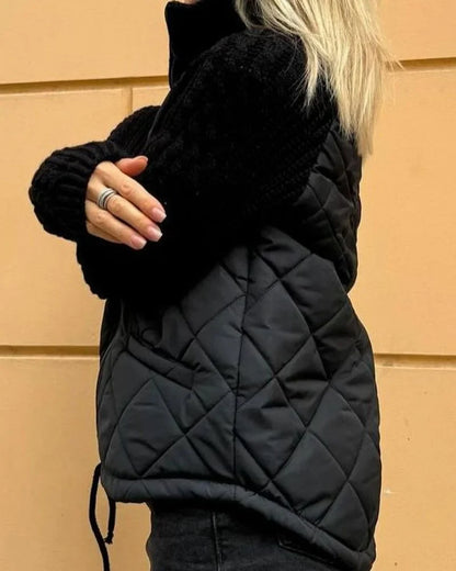 Women's quilted zip-up stand collar puffer jacket
