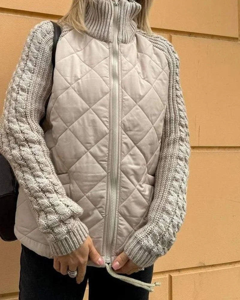 Women's quilted zip-up stand collar puffer jacket