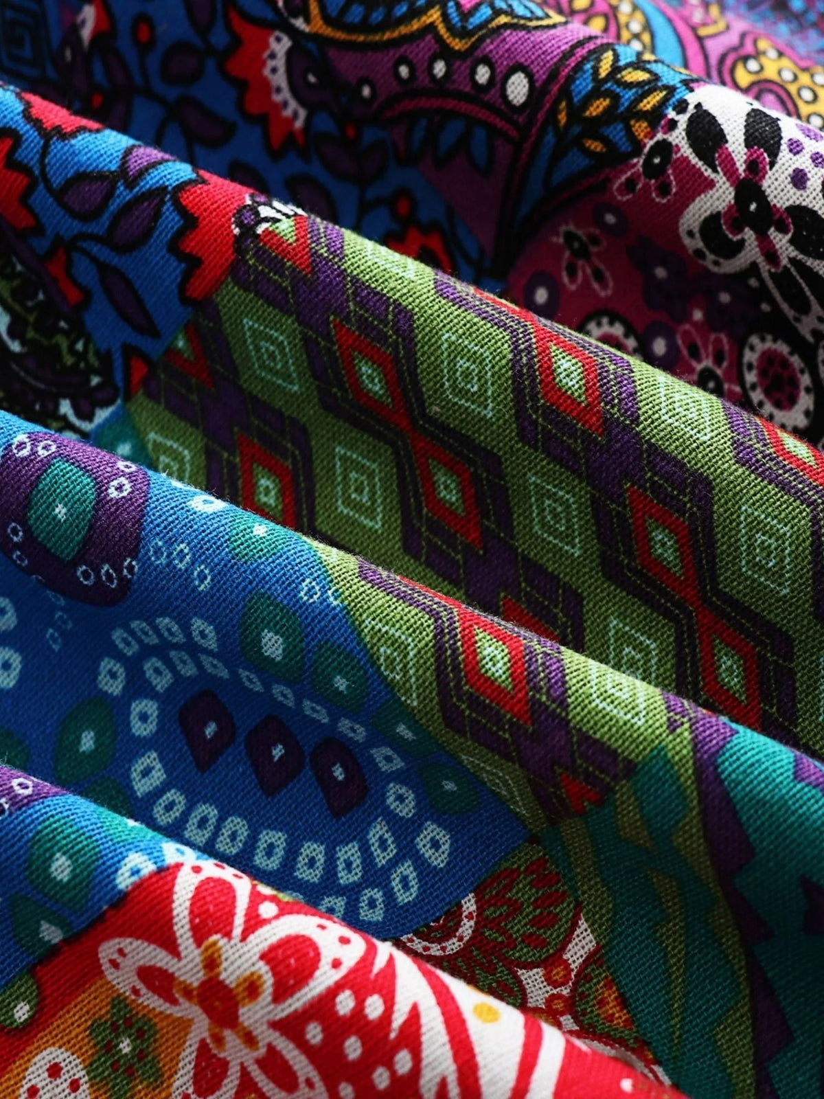 Women's borg button-front hood parka with patchwork print